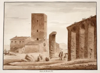 Torre di Mezza via, 1833 (etsning med brun tvätt)